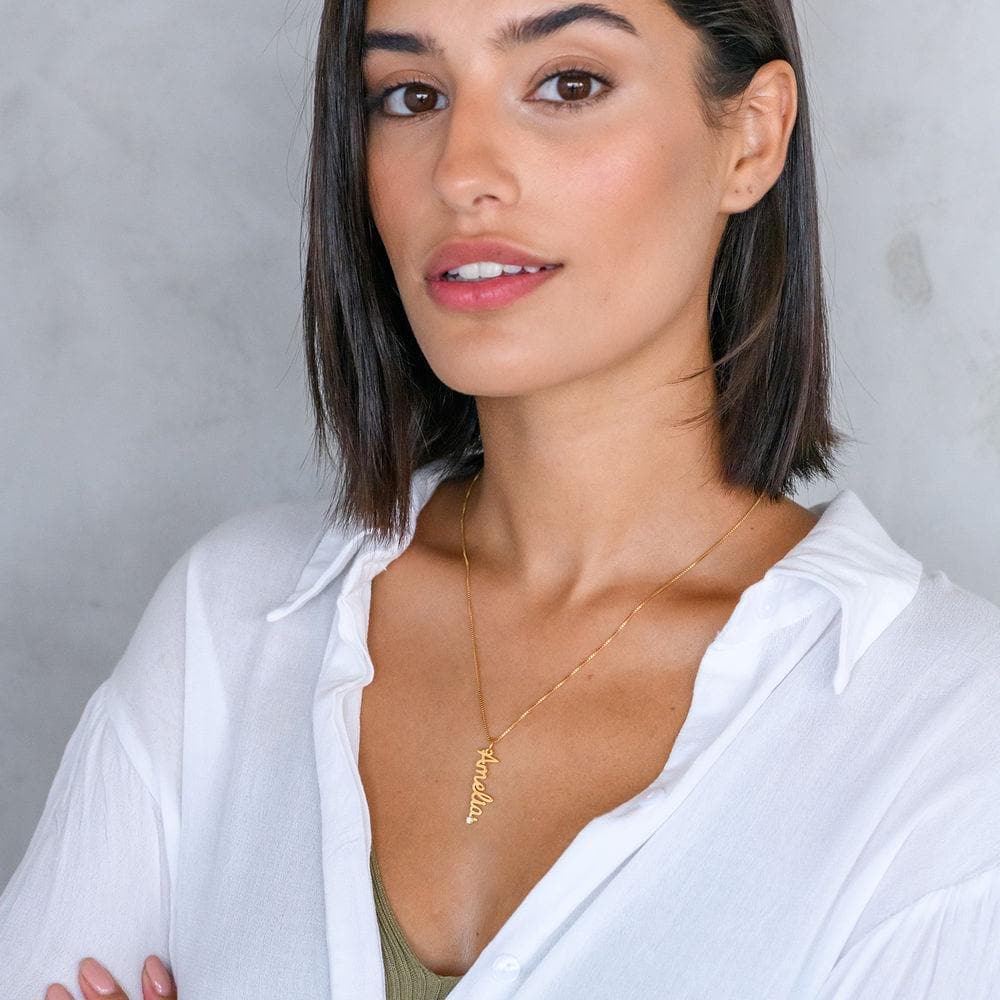 Vertical Diamond Name Necklaces