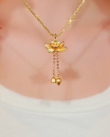 18K Gold Plated Luminous Lotus Drape Necklace