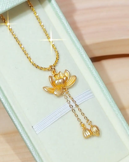 18K Gold Plated Luminous Lotus Drape Necklace