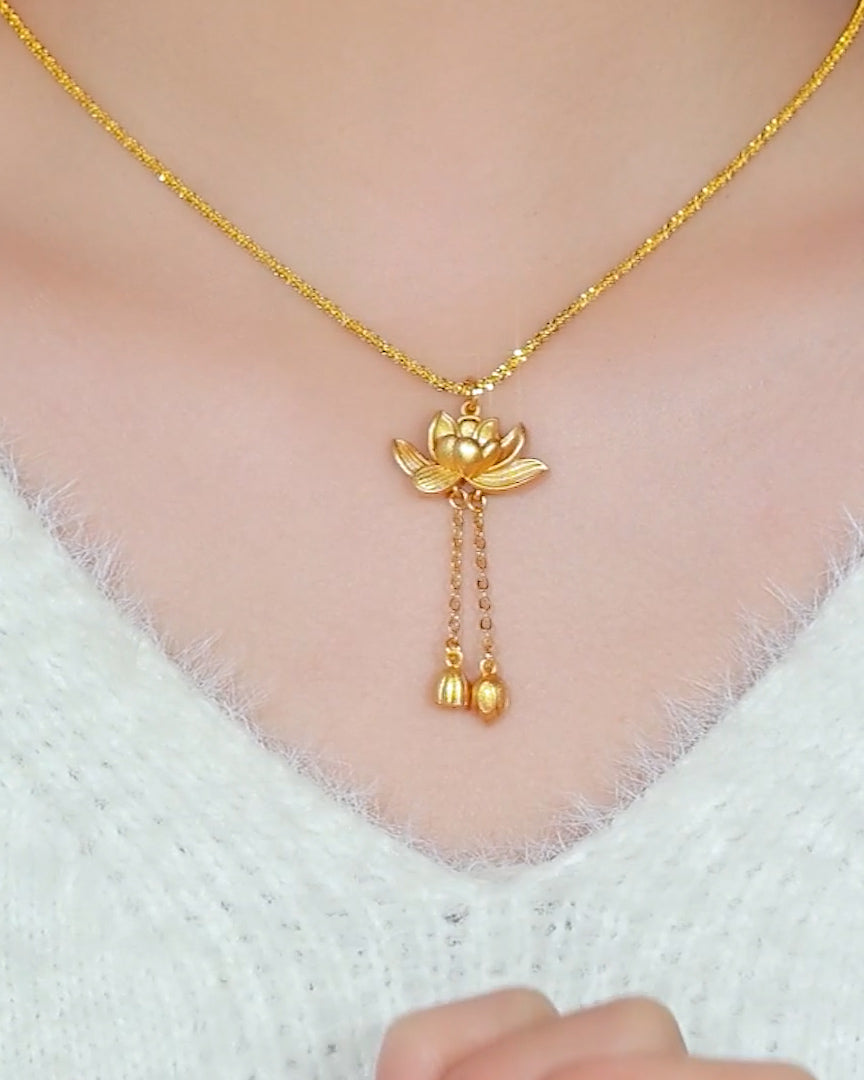 18K Gold Plated Luminous Lotus Drape Necklace