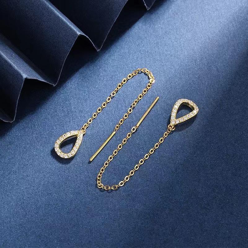 Elena 18K Gold-Plated Threader Drop Earrings