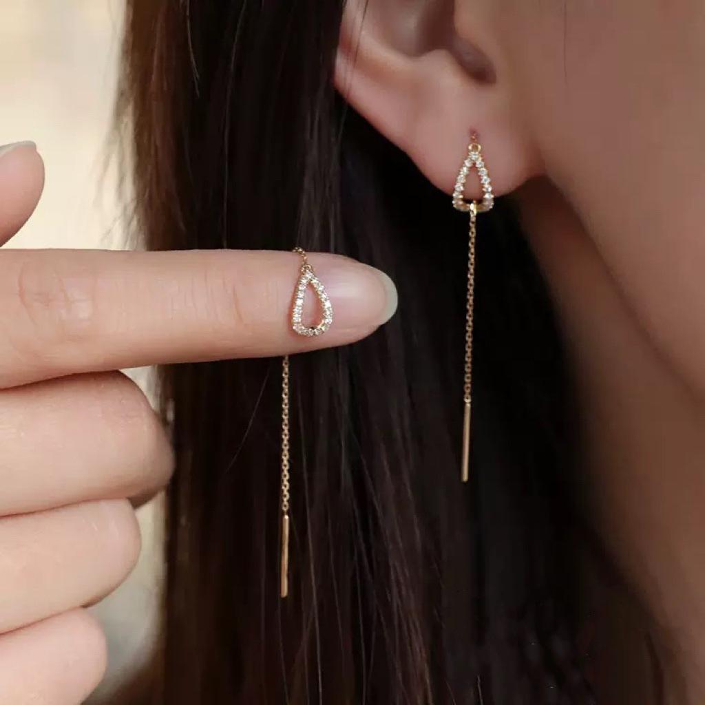 Elena 18K Gold-Plated Threader Drop Earrings