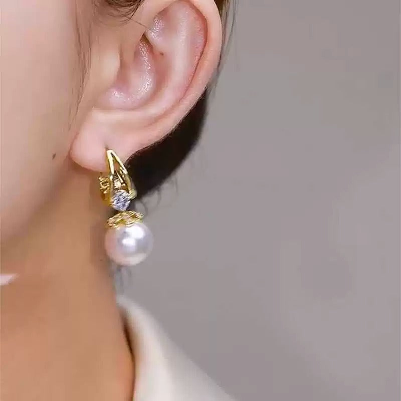 High end diamond zircon earrings(18k gold plated)