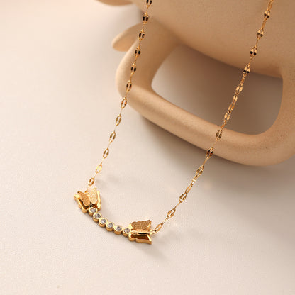 18K Gold Plated Twin Butterfly Necklace