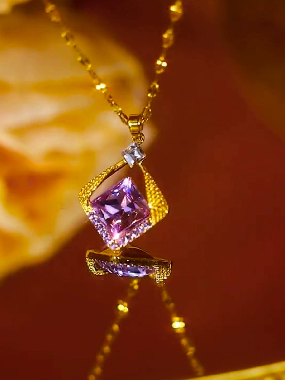 Purple Diamond necklace(18k gold plated)