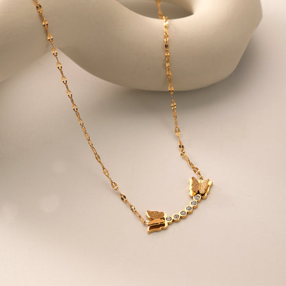 18K Gold Plated Twin Butterfly Necklace