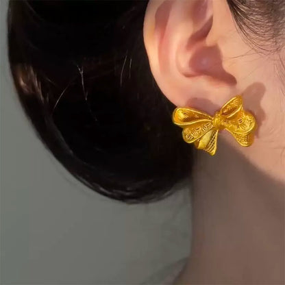 Golden bow earrings(24k gold plated)