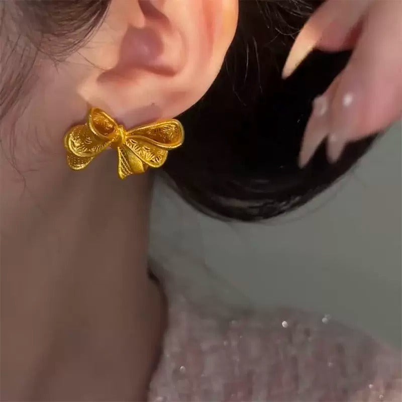 Golden bow earrings(24k gold plated)