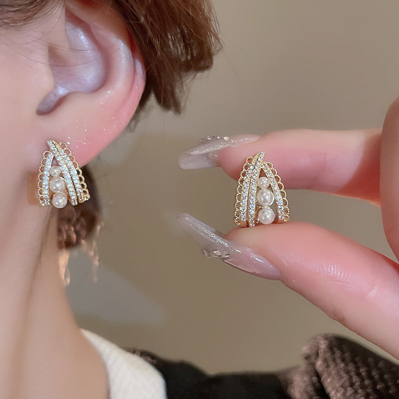 Nazia 18K Gold-Plated Pearl & Zircon Arch Earrings