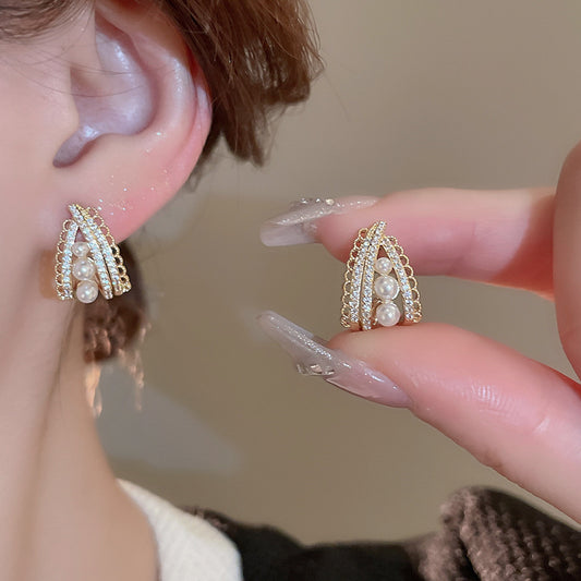 Nazia 18K Gold-Plated Pearl & Zircon Arch Earrings