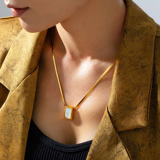 Ayla 18K Gold-Plated Mother of Pearl Pendant Necklace