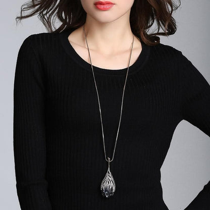 Long Waterdrop Sweater Pendant Necklace