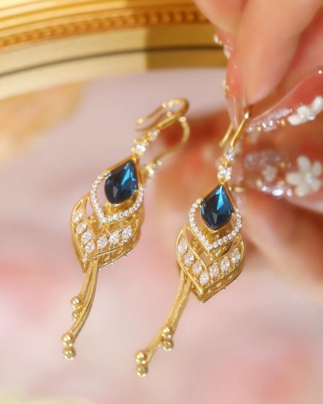 18K Gold Plated Aquamarine Whispers Earrings