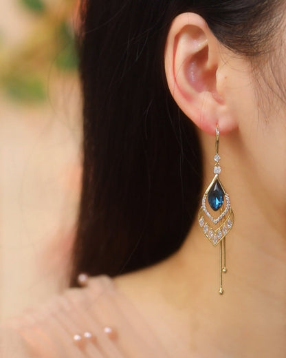 18K Gold Plated Aquamarine Whispers Earrings