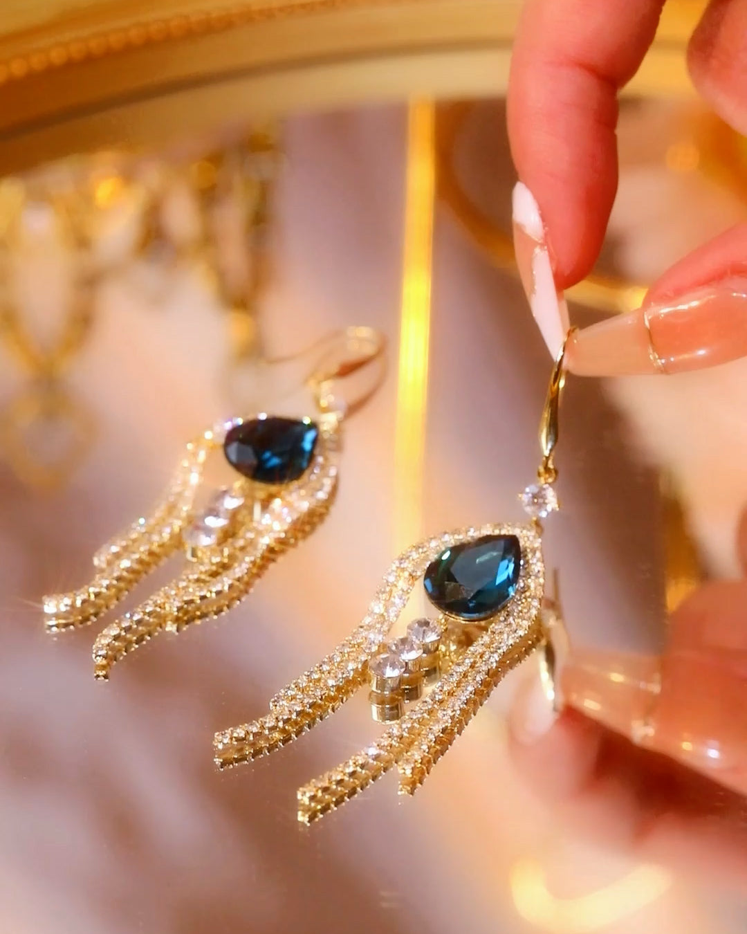 18K Gold Plated Serene Sapphire Earrings