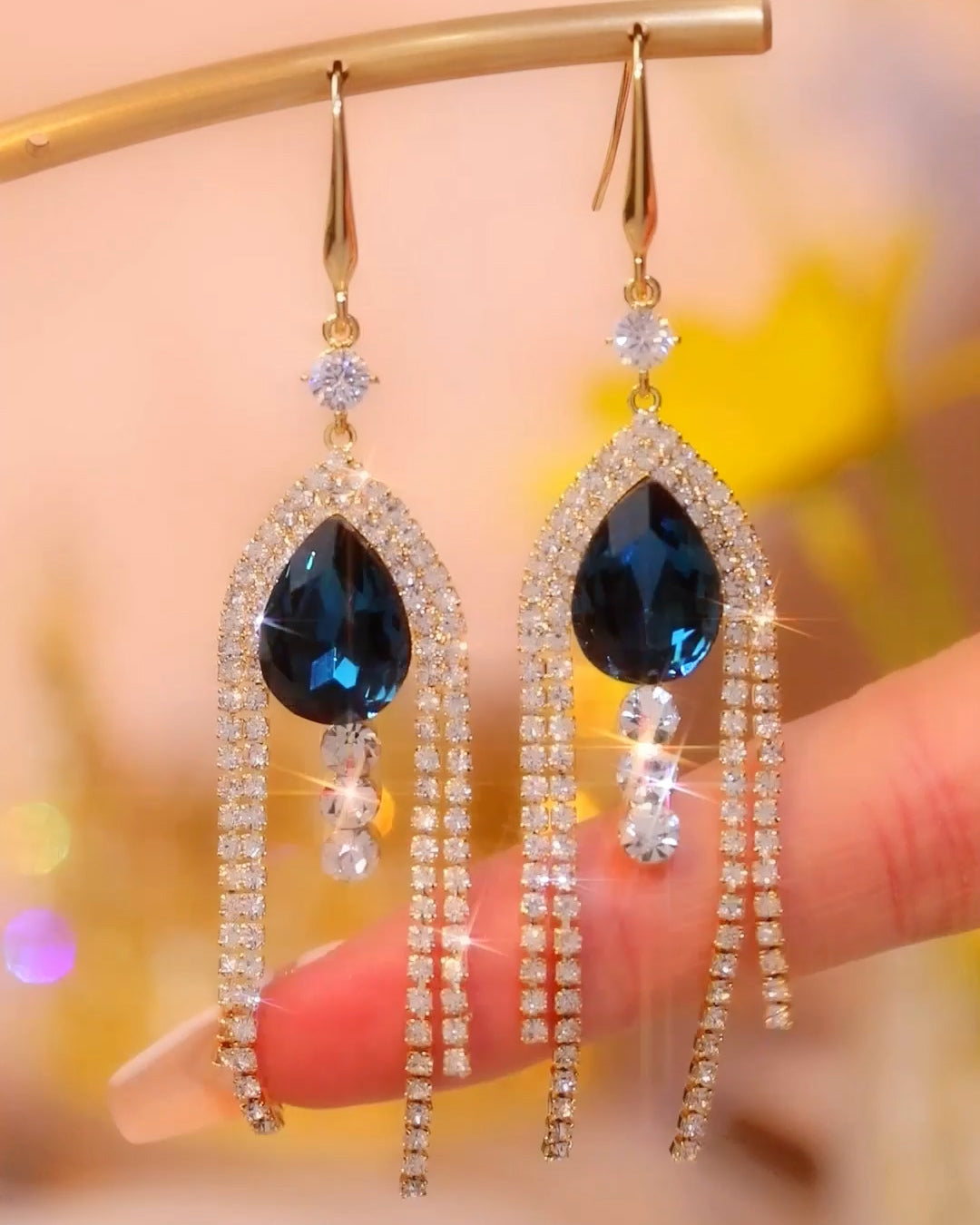 18K Gold Plated Serene Sapphire Earrings