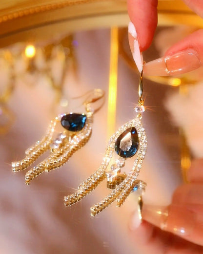 18K Gold Plated Serene Sapphire Earrings