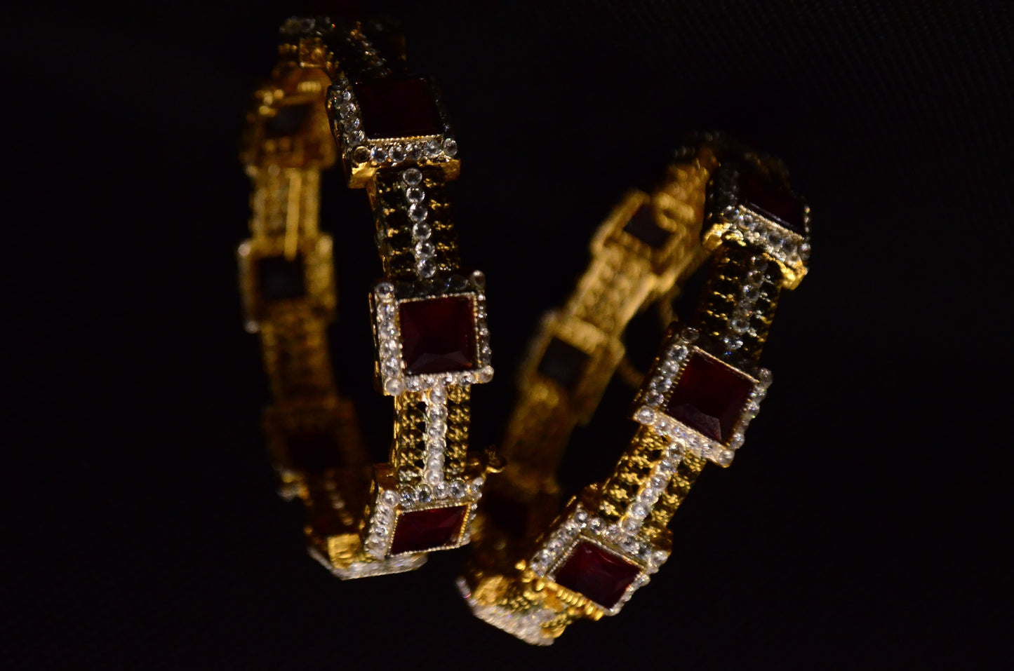 Red Stones Egyptian bangles Pair