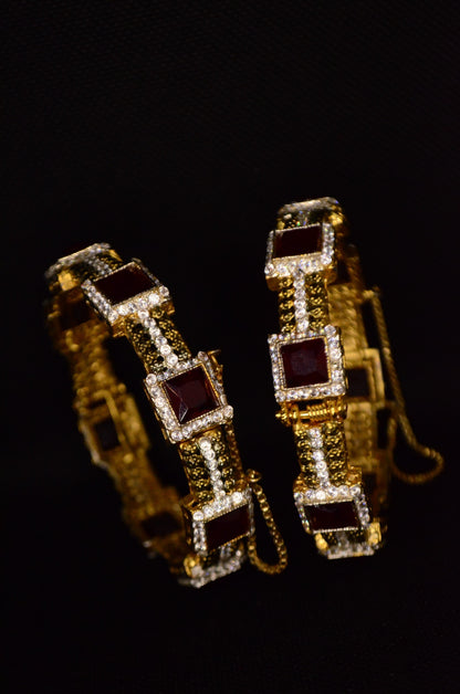 Red Stones Egyptian bangles Pair