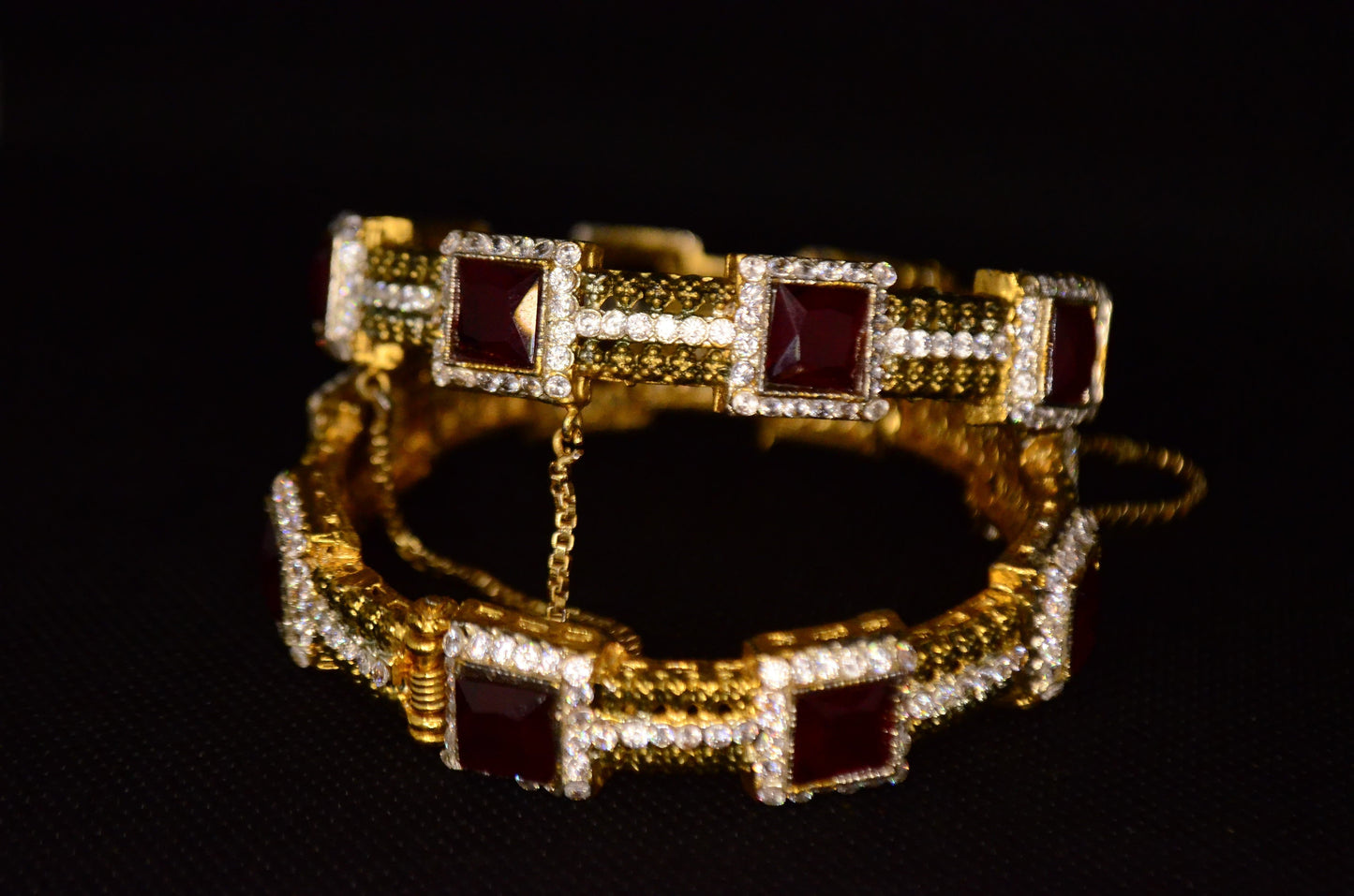 Red Stones Egyptian bangles Pair