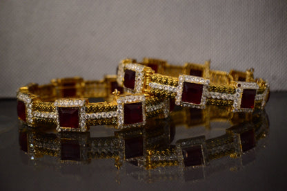 Red Stones Egyptian bangles Pair