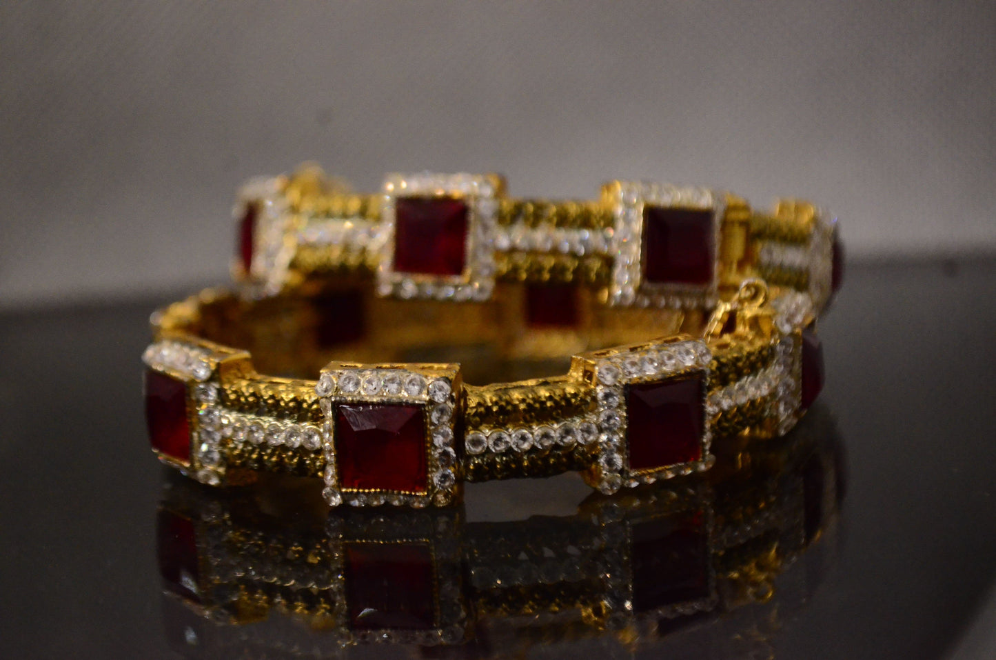 Red Stones Egyptian bangles Pair