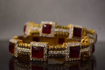 Red Stones Egyptian bangles Pair