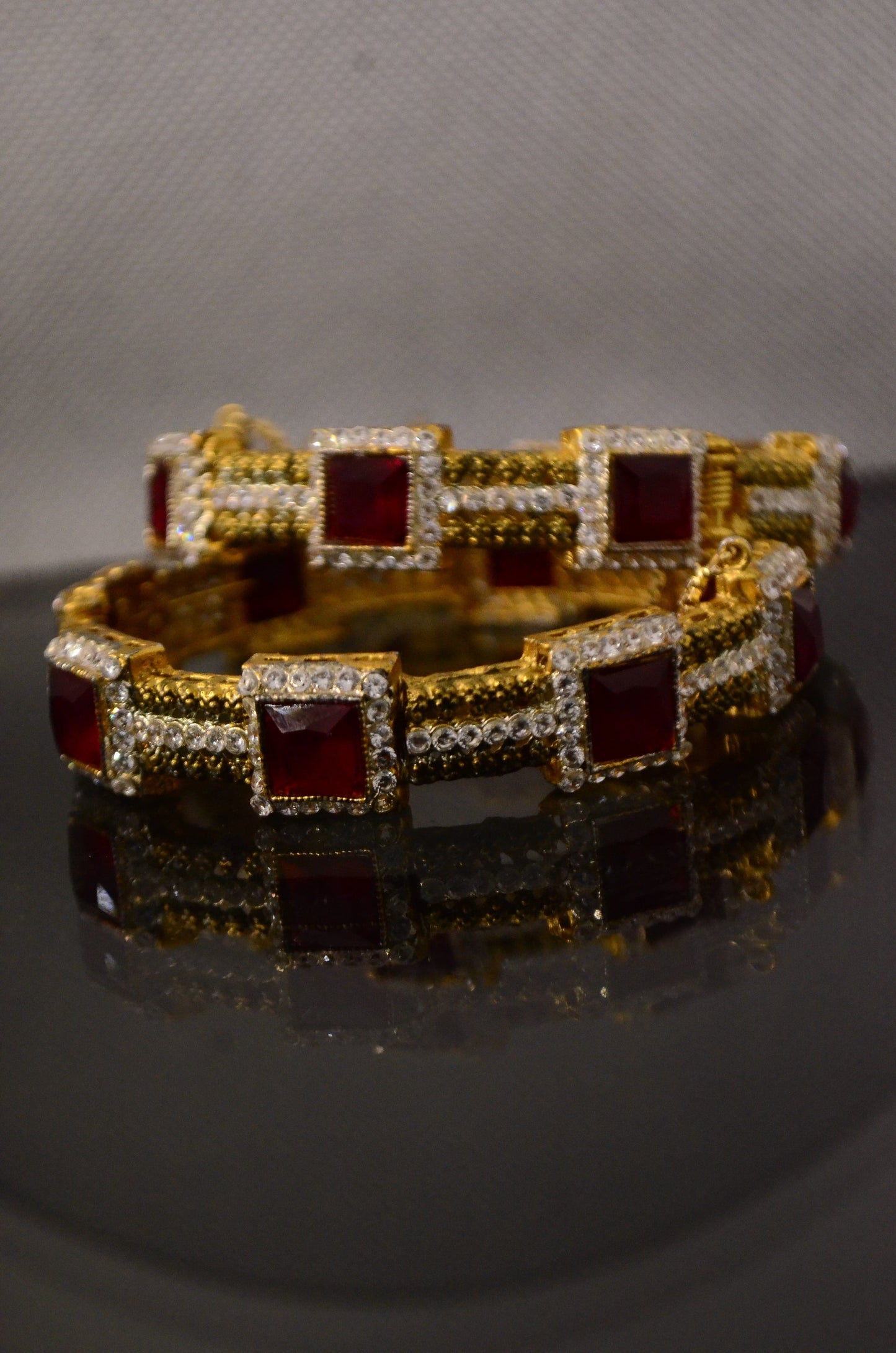 Red Stones Egyptian bangles Pair