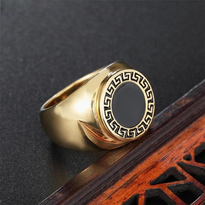 Men Ring Vintage Fashion Gold Tone Sterling Silver