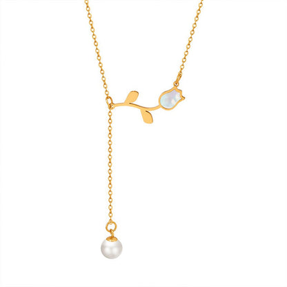 18K Gold Plated Whimsical Rose Necklace