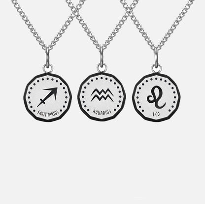 Men Zodiac Necklace (24K White Gold Plated)