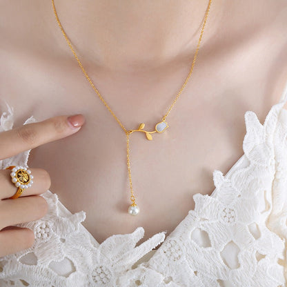 18K Gold Plated Whimsical Rose Necklace