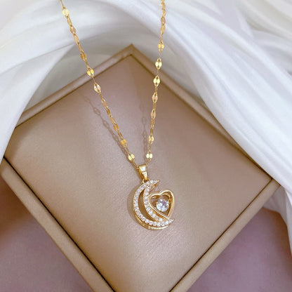 18K Gold Plated Moon Heart Necklace