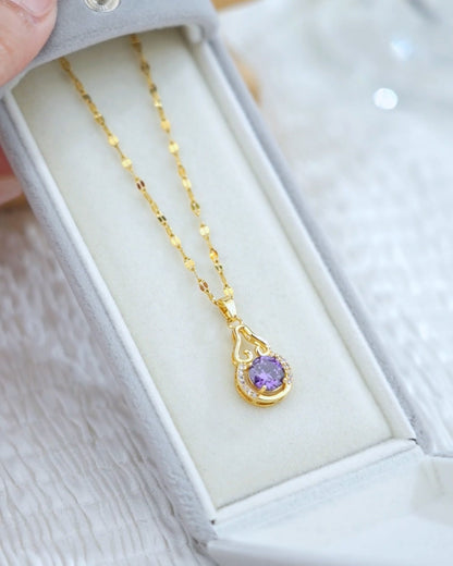 18K Gold Plated Round Sapphire Necklace