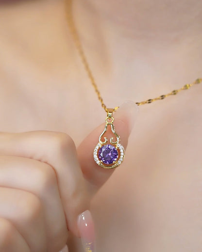 18K Gold Plated Round Sapphire Necklace