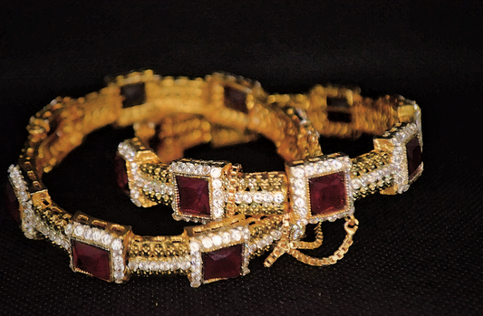 Red Stones Egyptian bangles Pair