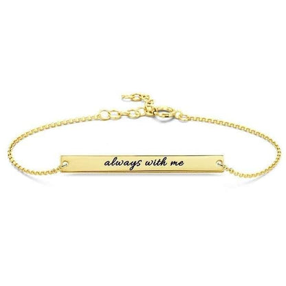 Custom Engraved Bar Bracelet, Bridesmaid Gift 14K Gold Plated