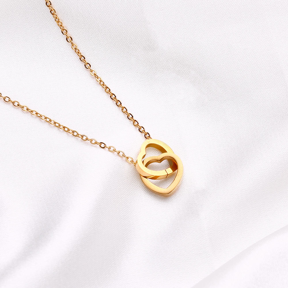 18K Gold Plated Twin Hearts Unity Pendant